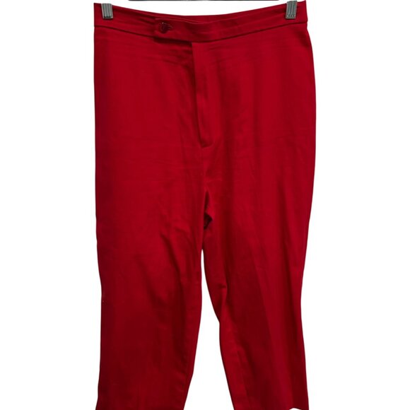 Briggs Womens Red Capri Pants Size 8 Cotton Blend Stretch Waist Flat Front - Picture 1 of 9